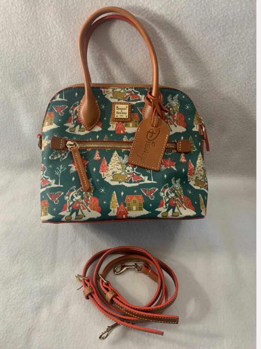 Disney Dooney & Bourke Christmas Satchel Mickey Mouse Minnie Handbag Purse Bag
